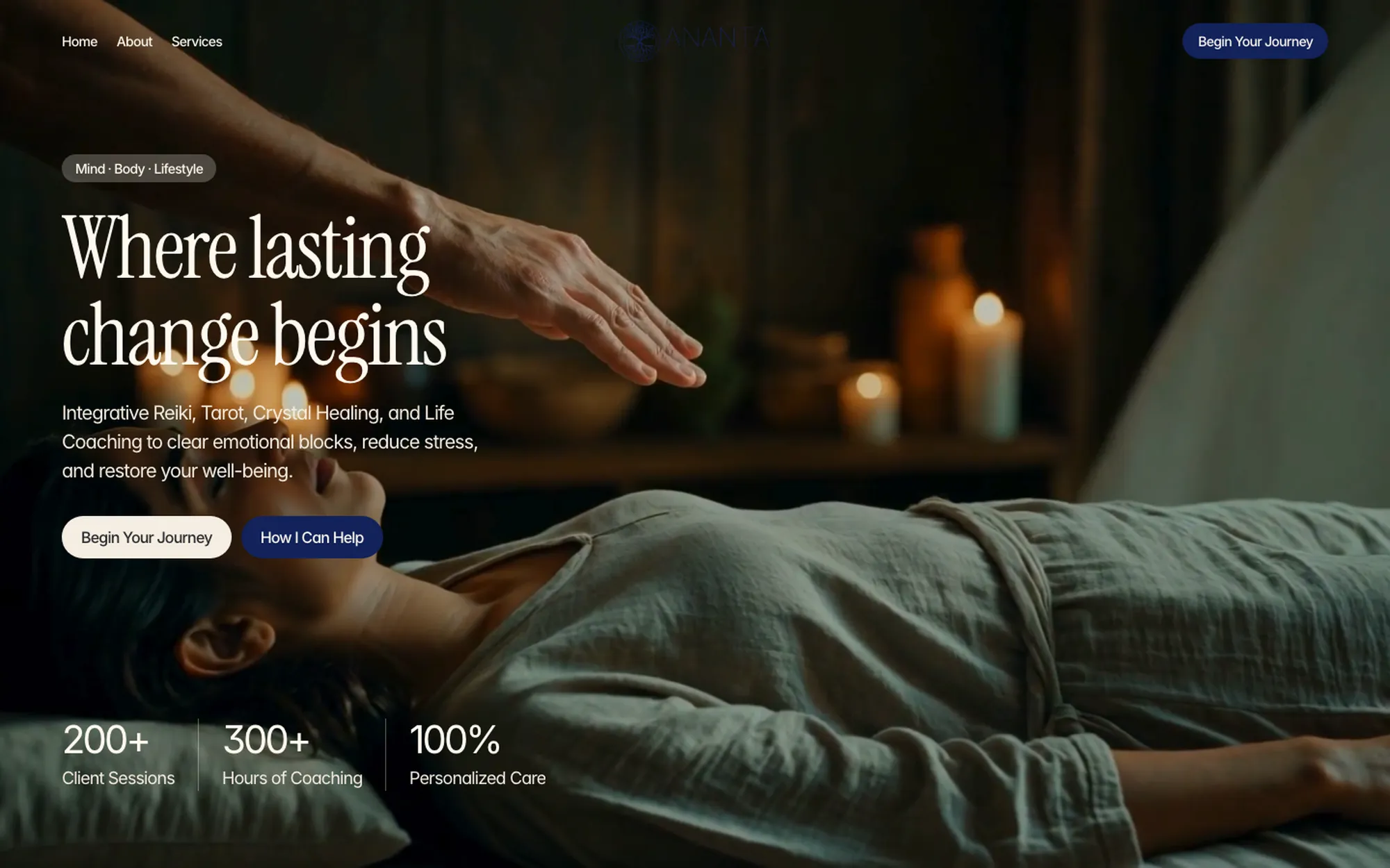 Ananta Wellness website hero