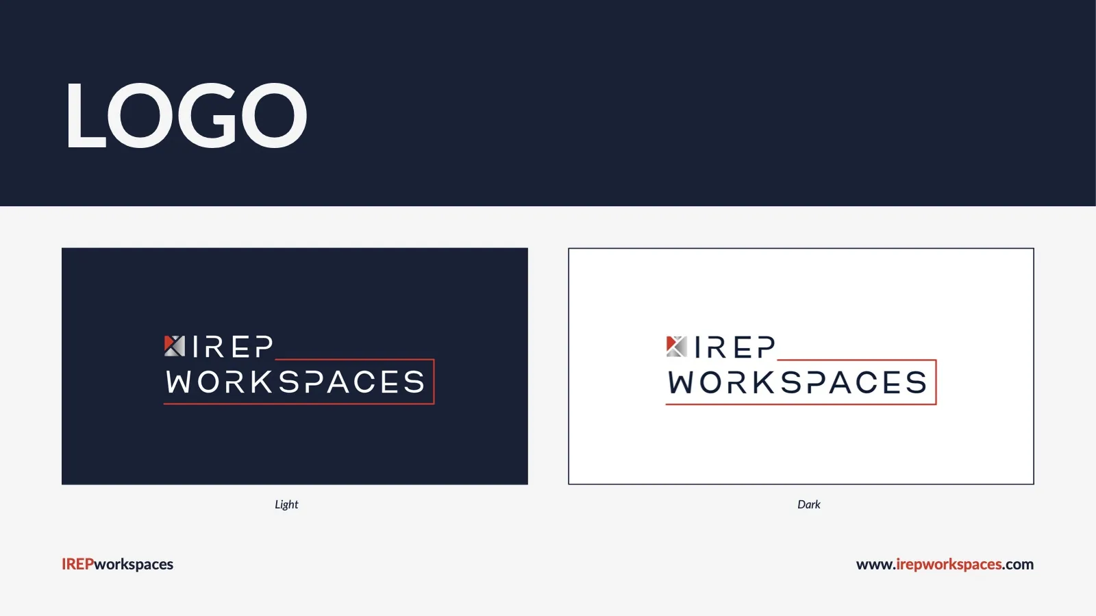 Guidelines page: logo on light and dark