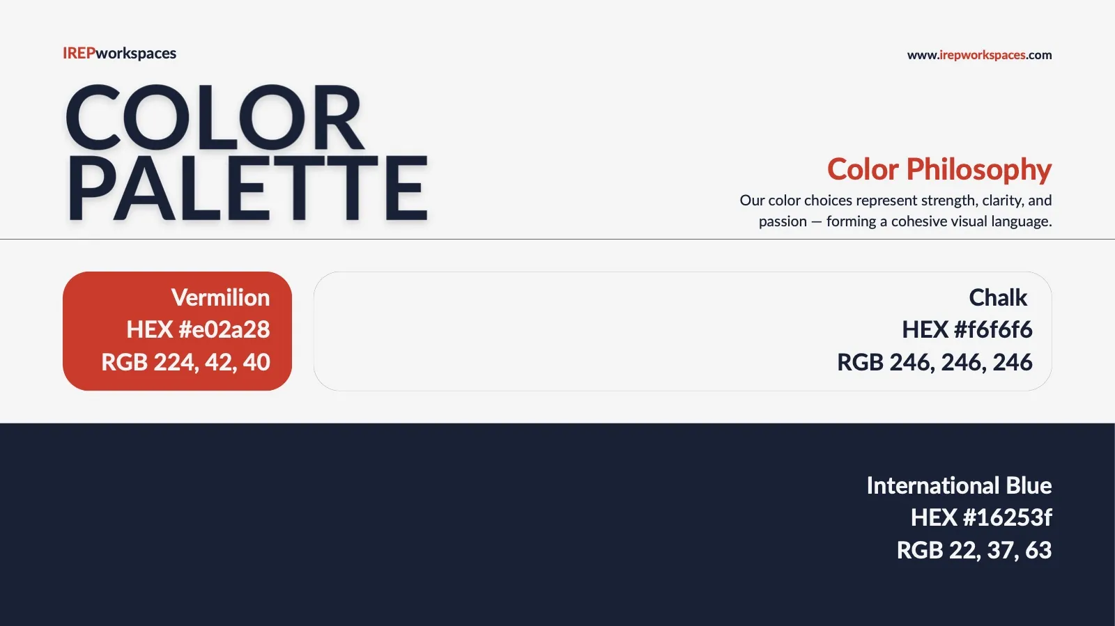 Guidelines page: colour palette