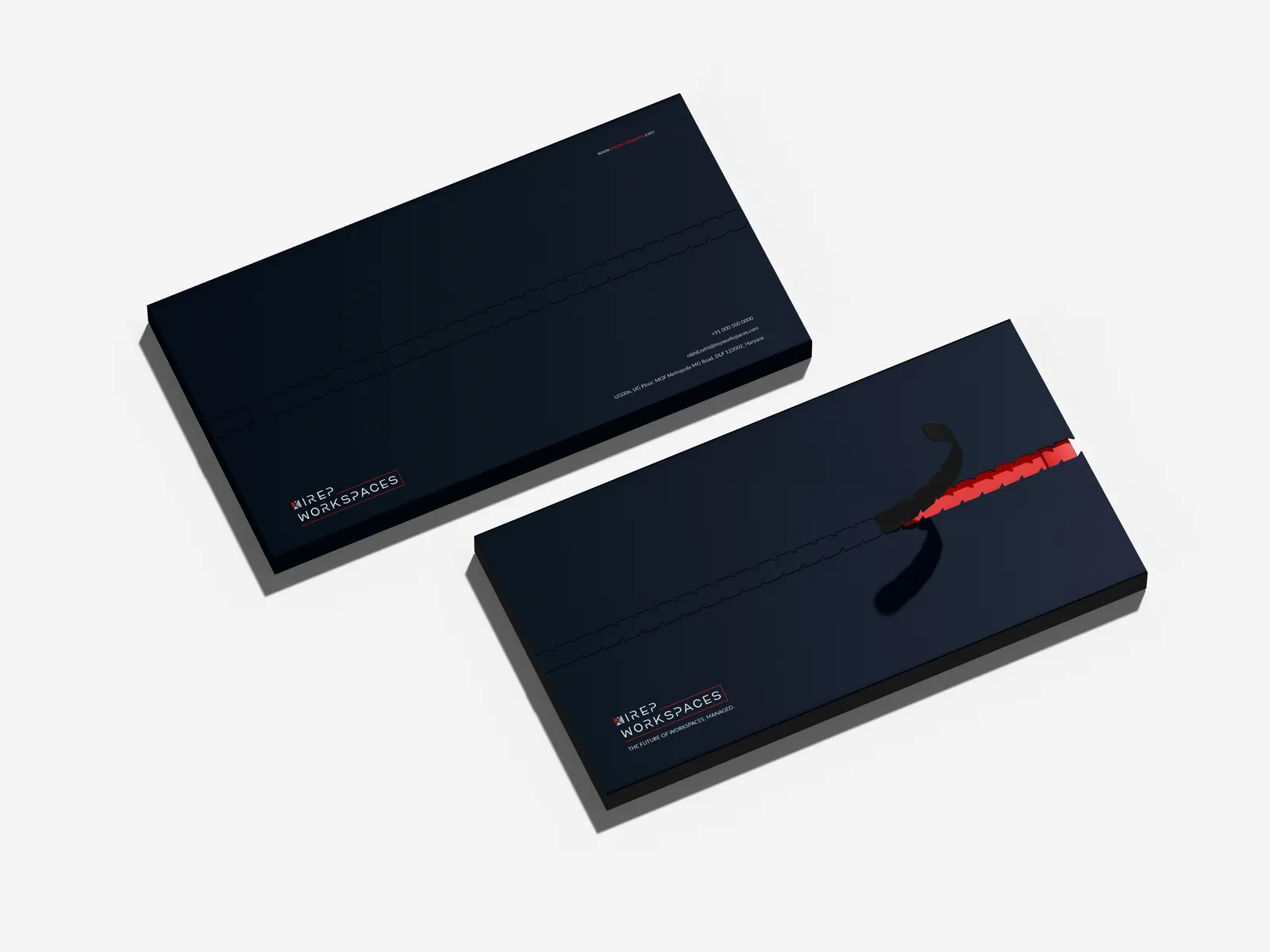 Black envelopes with a red pencil