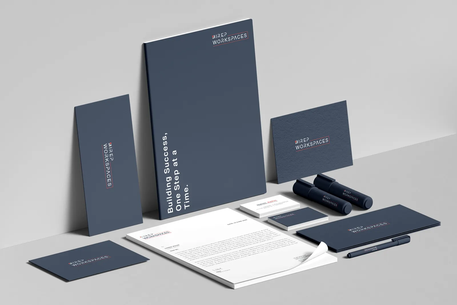 IREPworkspaces stationery: letterhead, cards and envelope