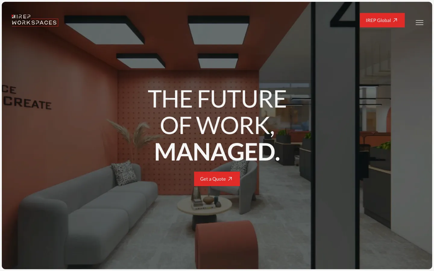 Launch website: Hero: the tagline over a finished centre