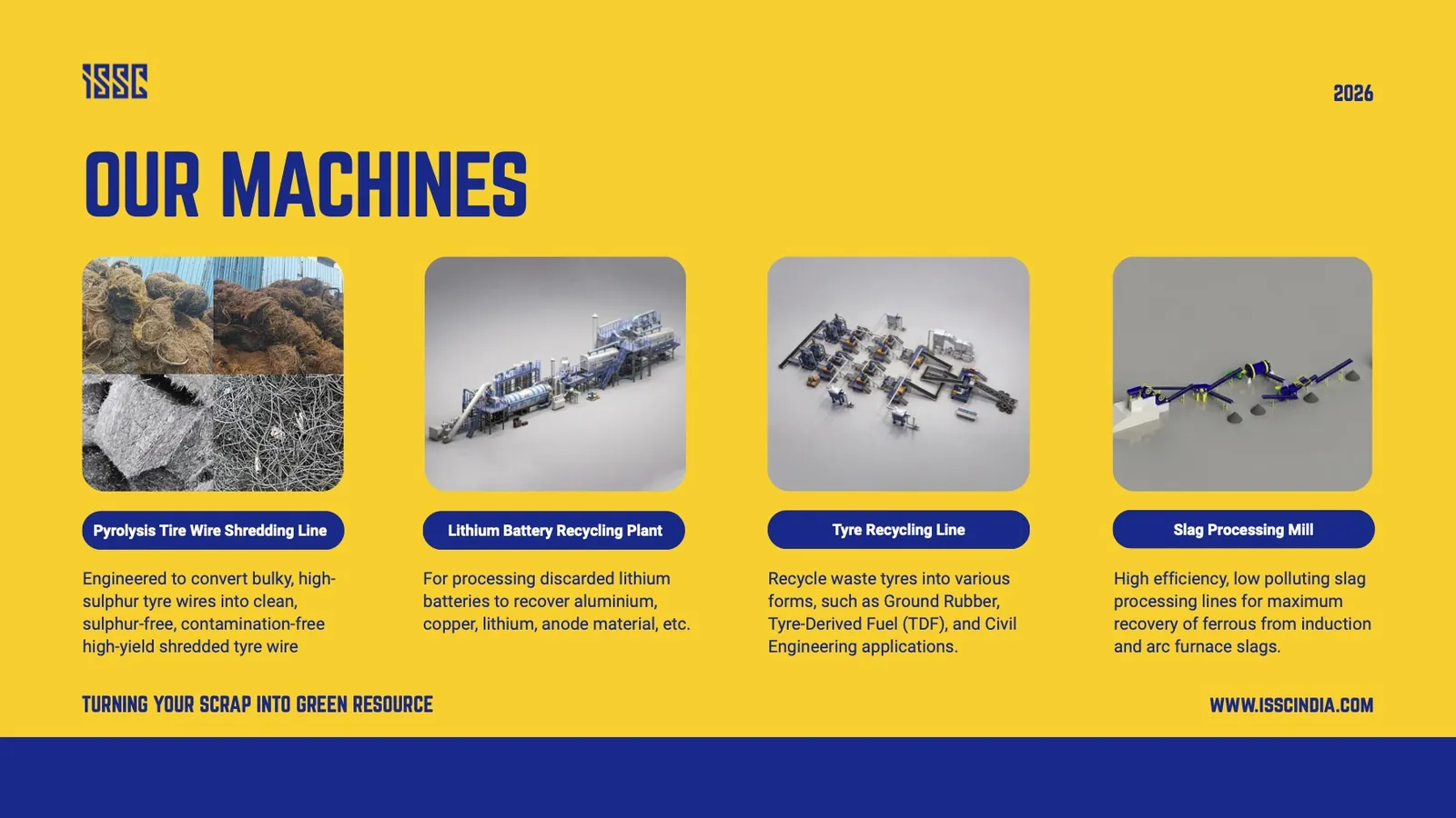 Our machines: tyre, battery and slag plants