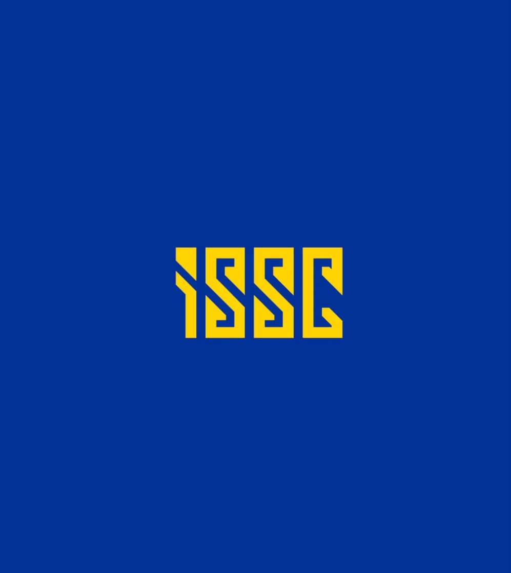 ISSC logo in yellow on blue