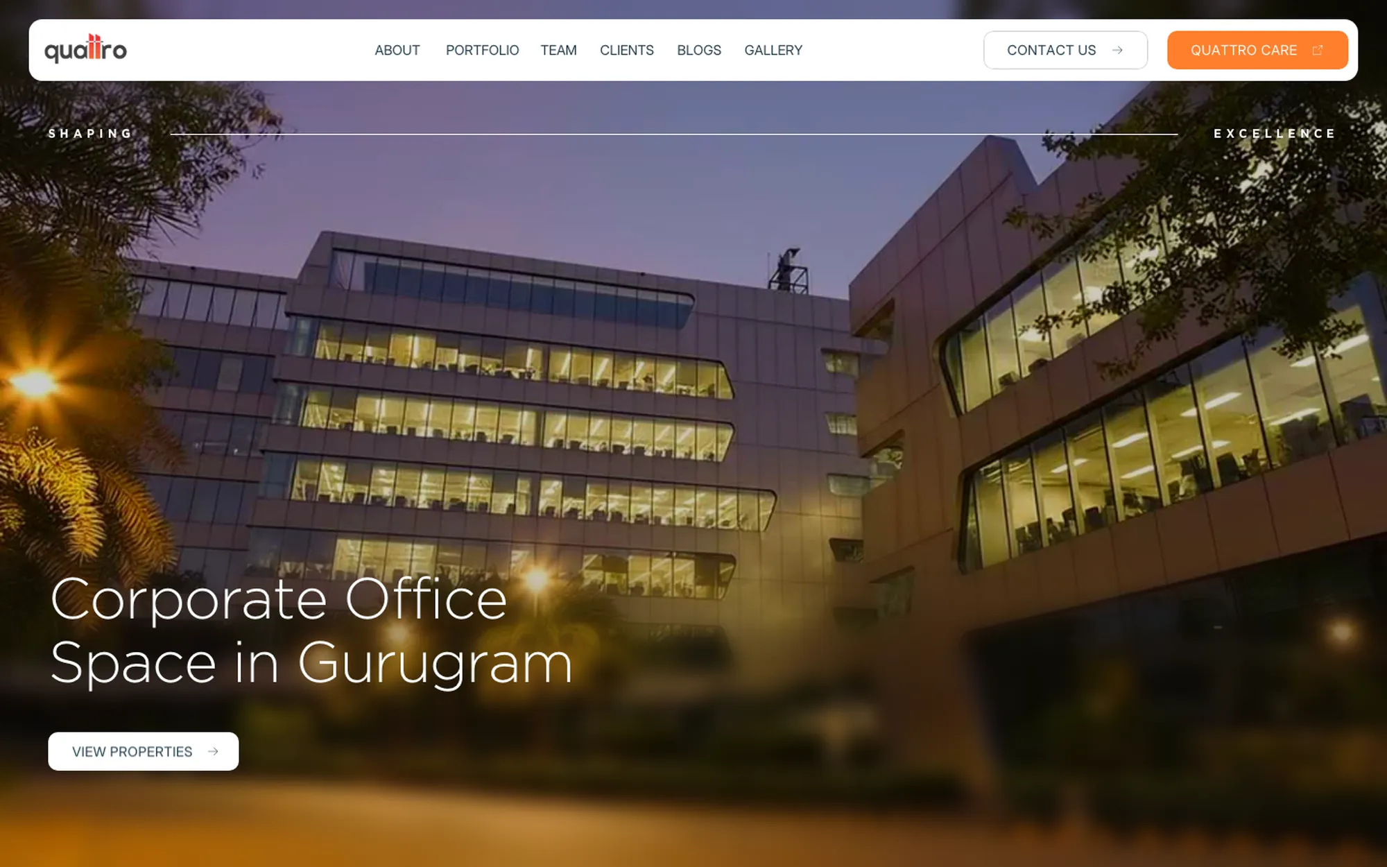 Quattro Spaces website hero