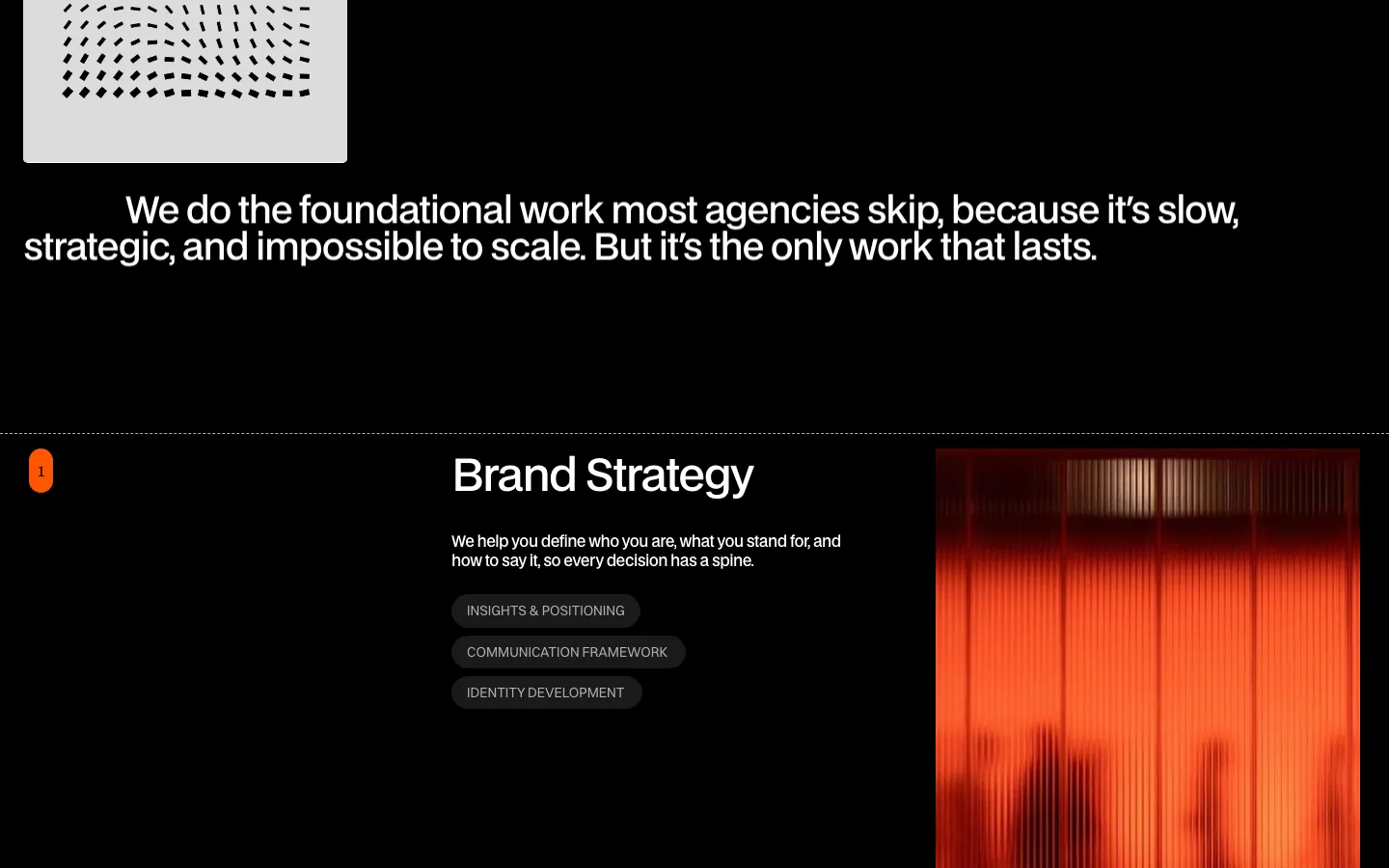 Saved screen: The foundational work, and brand strategy
