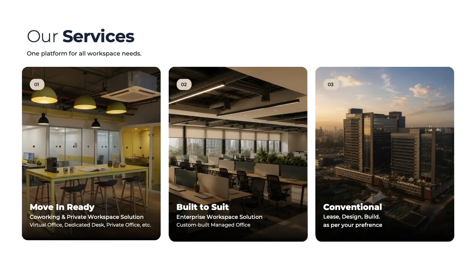 Services: move-in ready, built to suit, conventional