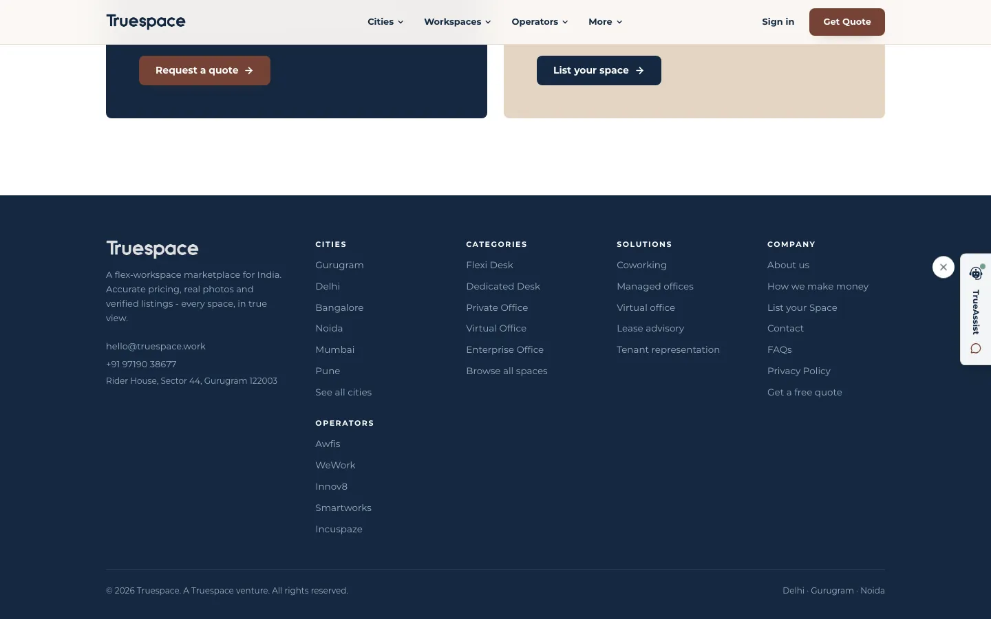 Saved website screen: Footer